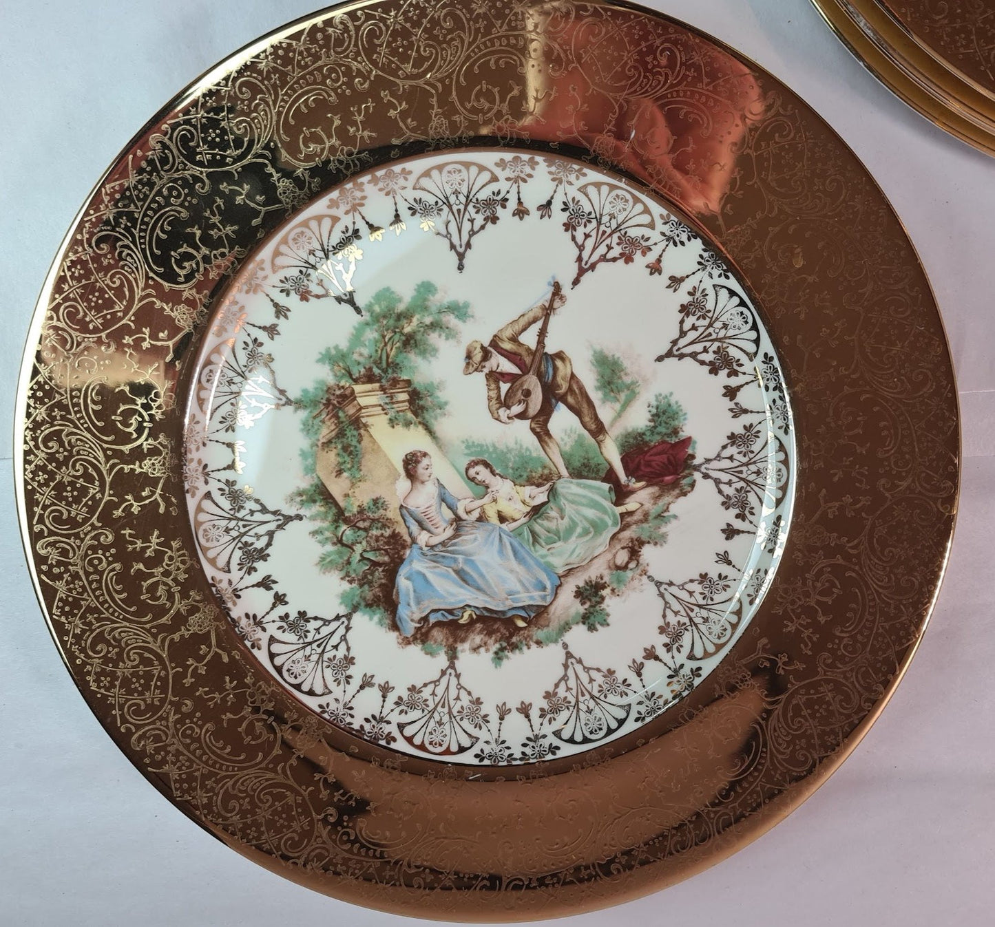 Vintage Joh Peters Le Petite Dinner Plate 6pcs & W. S. George Radisson Gold Gilt Bowl