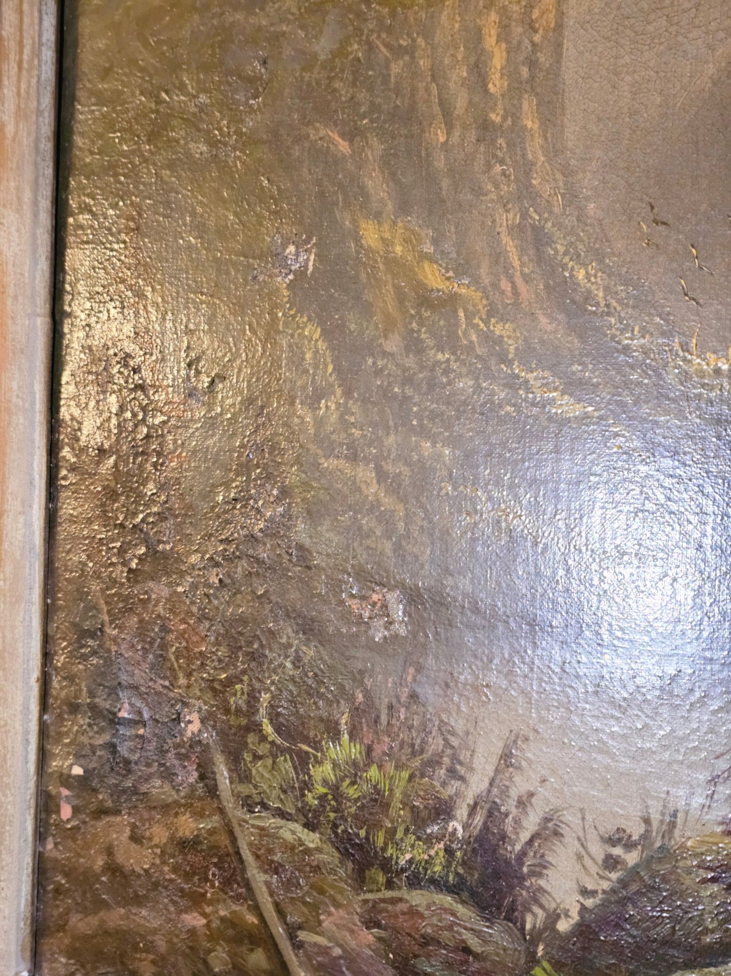 Very Large Antique Mountain Landscape Painting, Oil on Canvas, c. 1900, Antique Frame