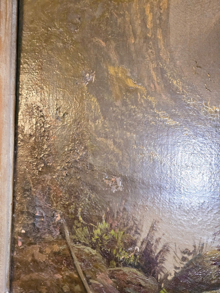 Very Large Antique Mountain Landscape Painting, Oil on Canvas, c. 1900, Antique Frame
