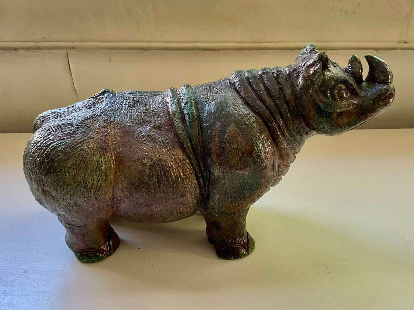 Vintage Rhinoceros Scultpure, Signed