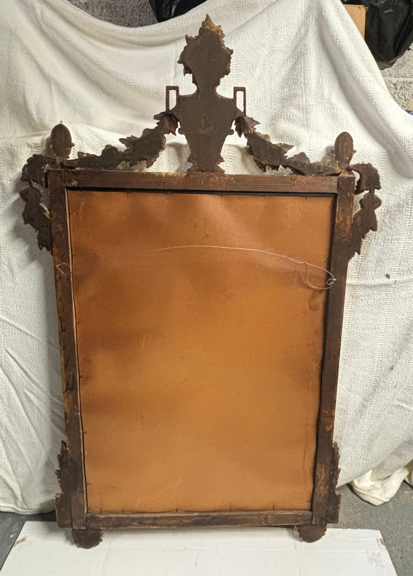 Beautifully Decorated Late 1800 Antique Carved Wooden Mirror, Large