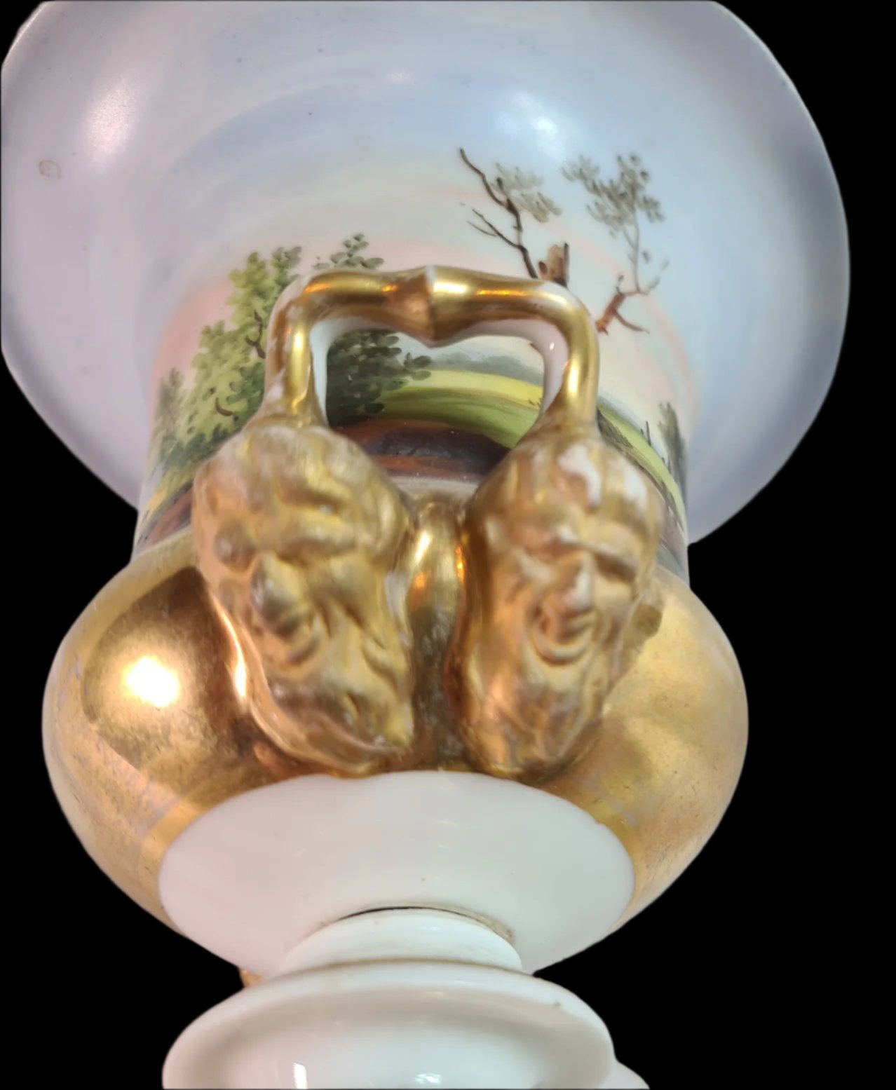 Antique 19th Century Urn, Porcelain de Paris Hand Painted and Gilded