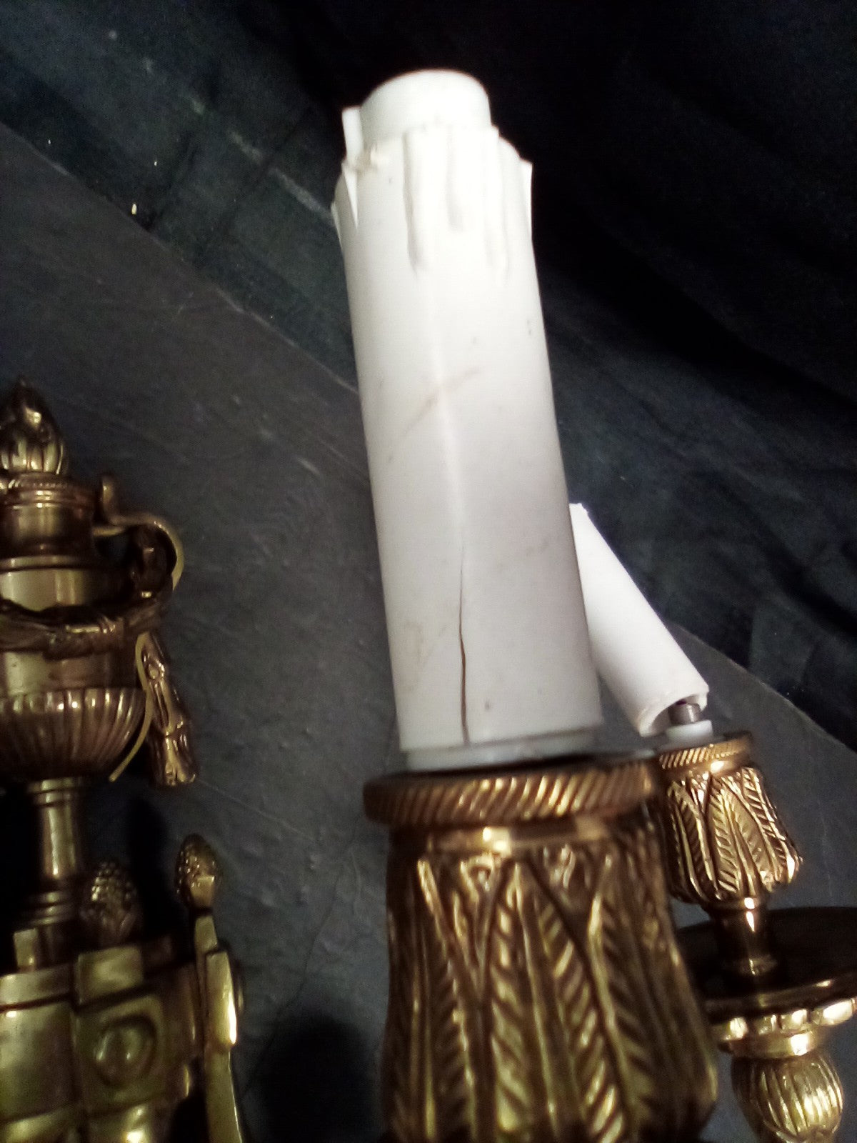 Magnificent Large Brass Ornate Wall Sconce With 3 Fixtures