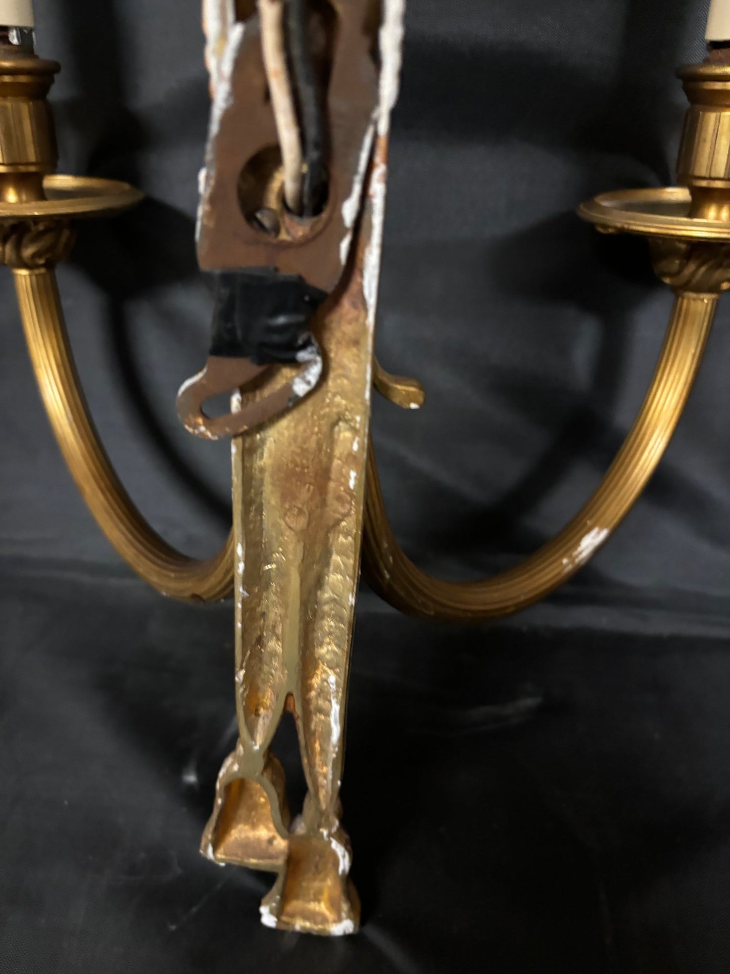 French Gilded Ribbon Wall Light, Bronze