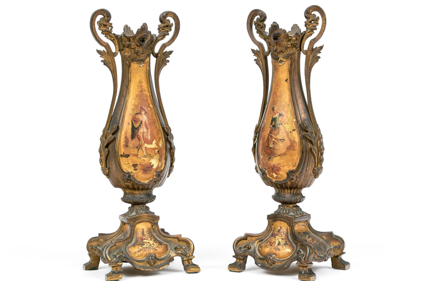 A pair of beautiful and elegant gilt bronze Ormolu candlestick holders c.1800, French