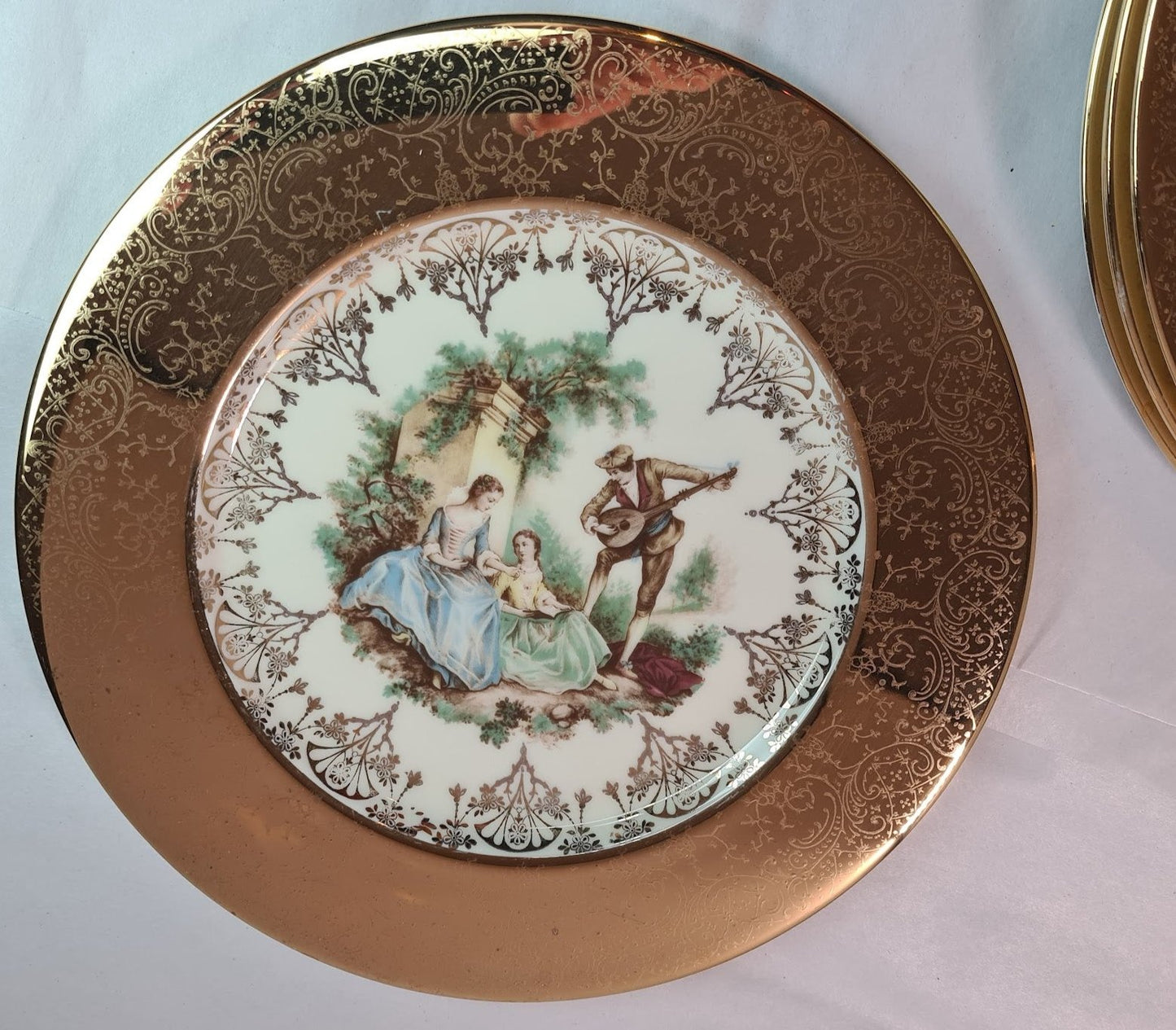 Vintage Joh Peters Le Petite Dinner Plate 6pcs & W. S. George Radisson Gold Gilt Bowl