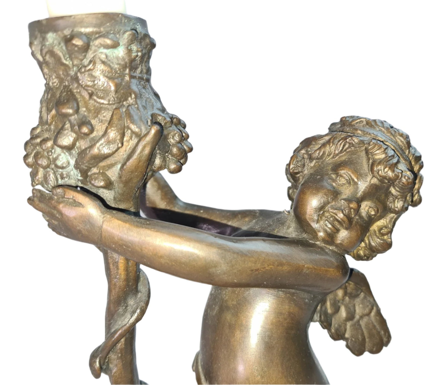 19th Century Antique Cherub Bronze Candle Holders European