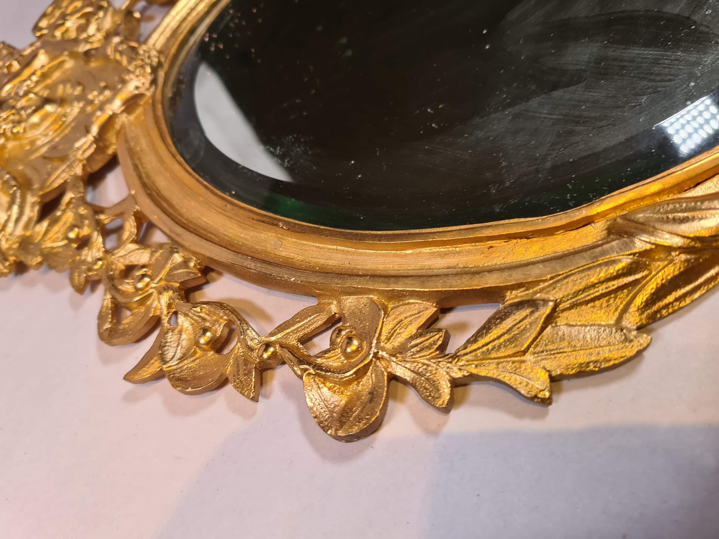 Beautifully Ornate Gilt Brass Sconce / Mirror (1/2)
