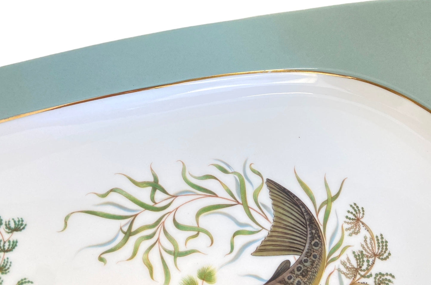 Mid Century Figgjo Flint Norwegian Fish Platter And Eight Plates