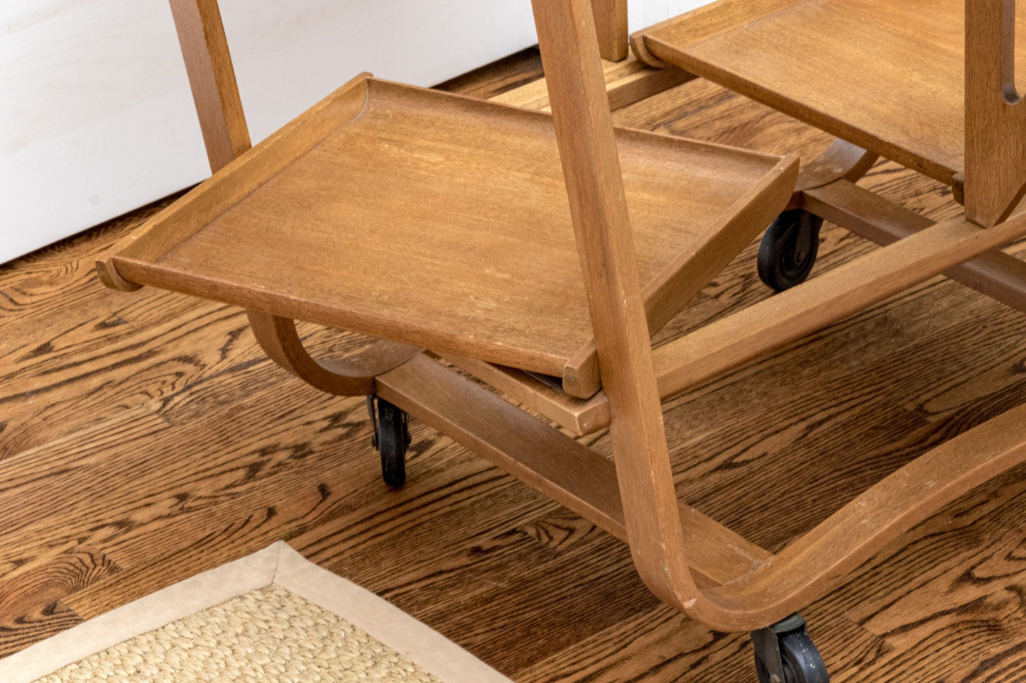 MID-CENTURY BENTWOOD DROP-LEAF TEA CART ATTRIB. EDWARD WORMLEY FOR DUNBAR
