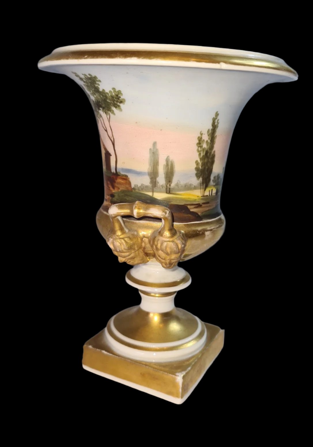Antique 19th Century Urn, Porcelain de Paris Hand Painted and Gilded