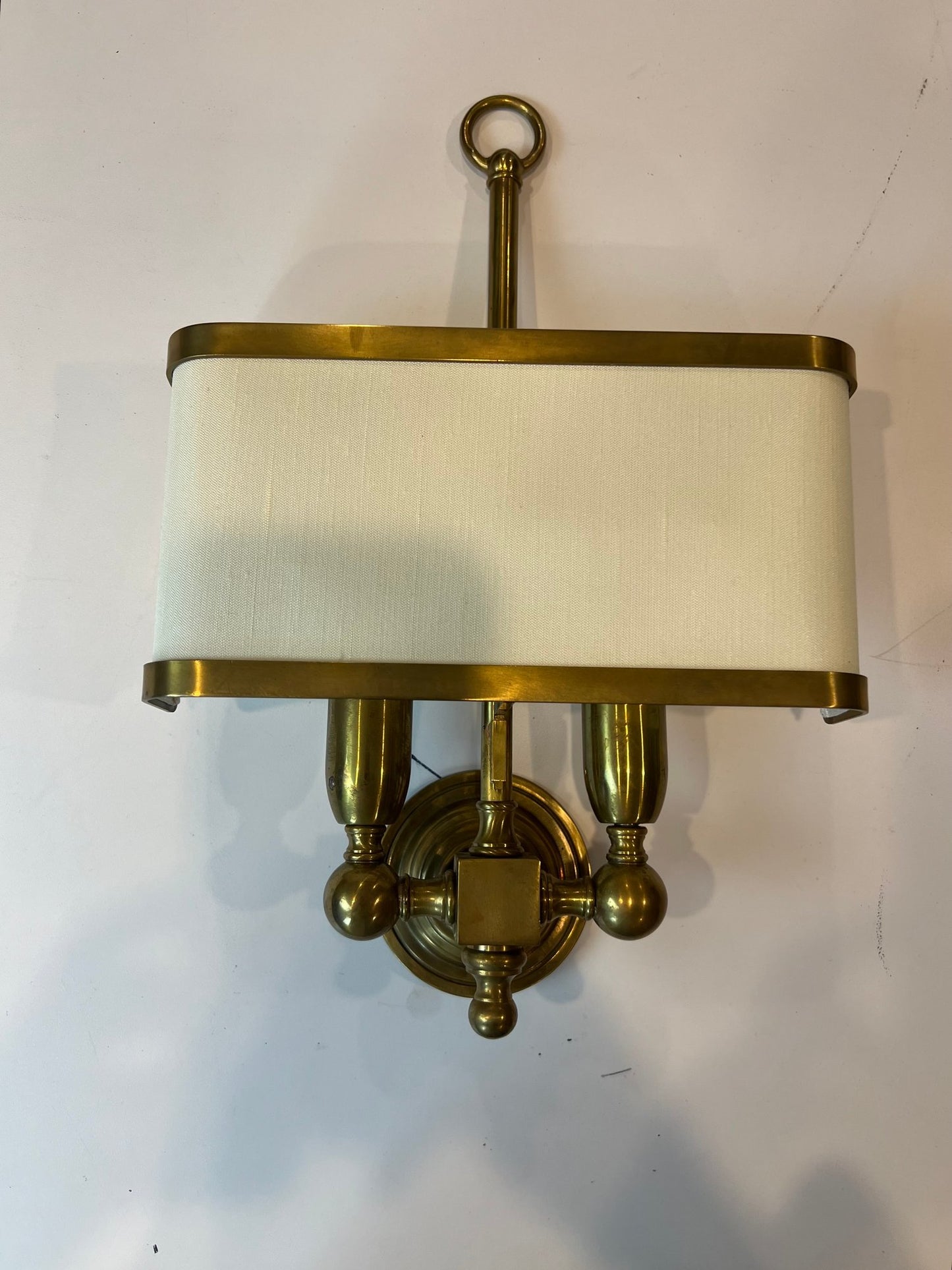 Pair of High Quality Italian Custom Made Brass Wall Sconces With Shades