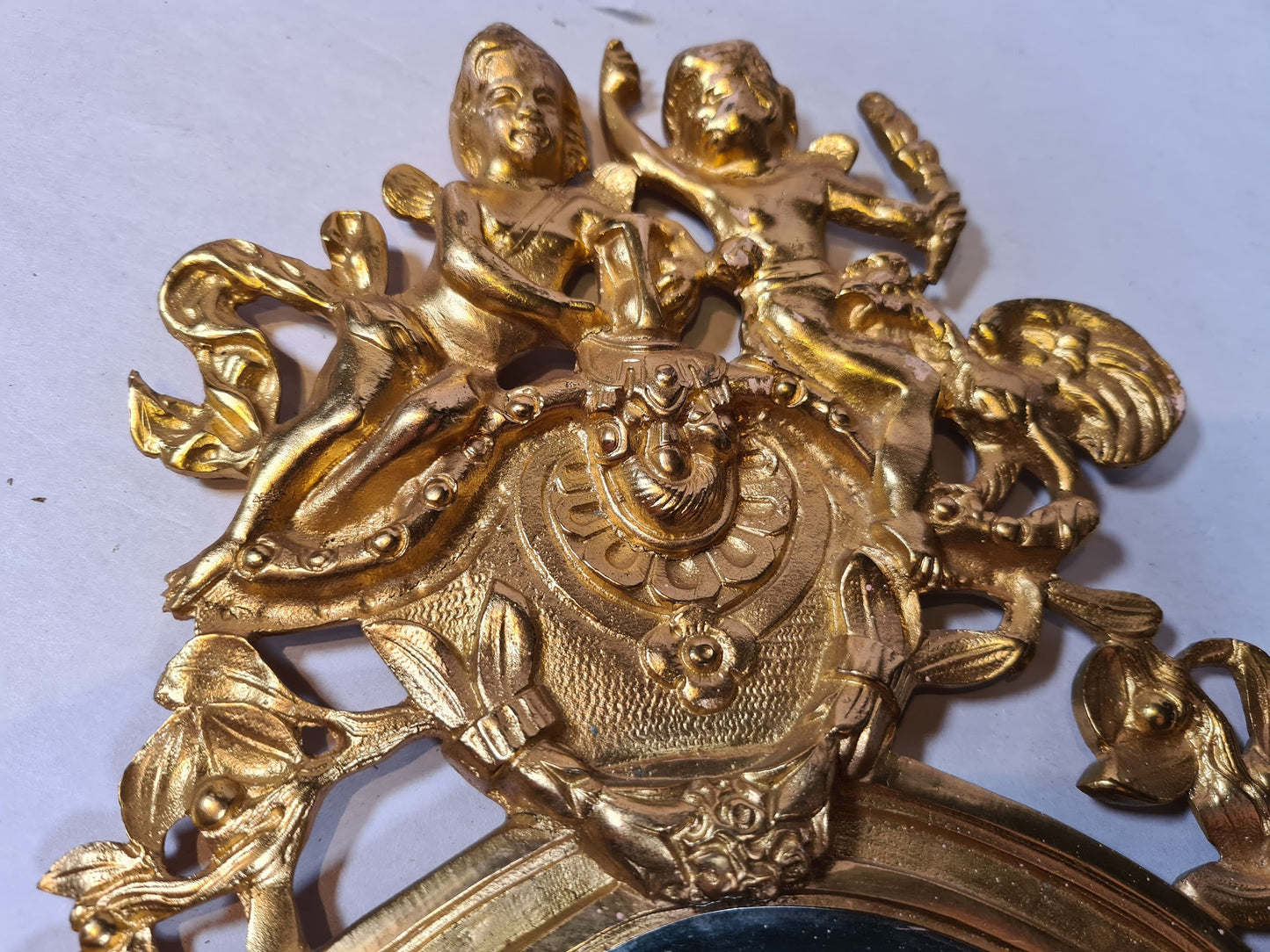 Beautifully Ornate Gilt Brass Sconce / Mirror (1/2)