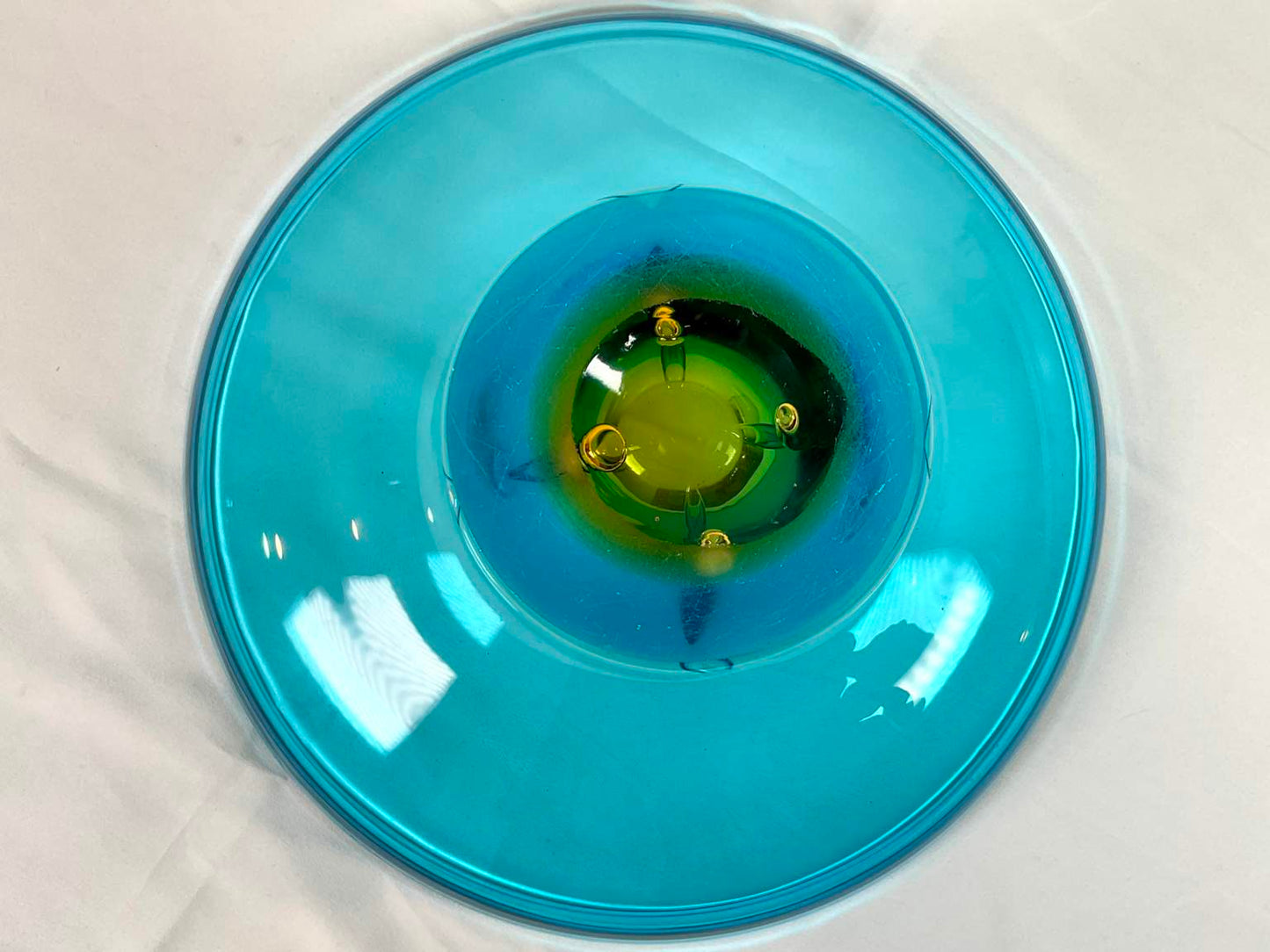 Italian Art Glass Bowl and Candlesticks (3 Pieces)