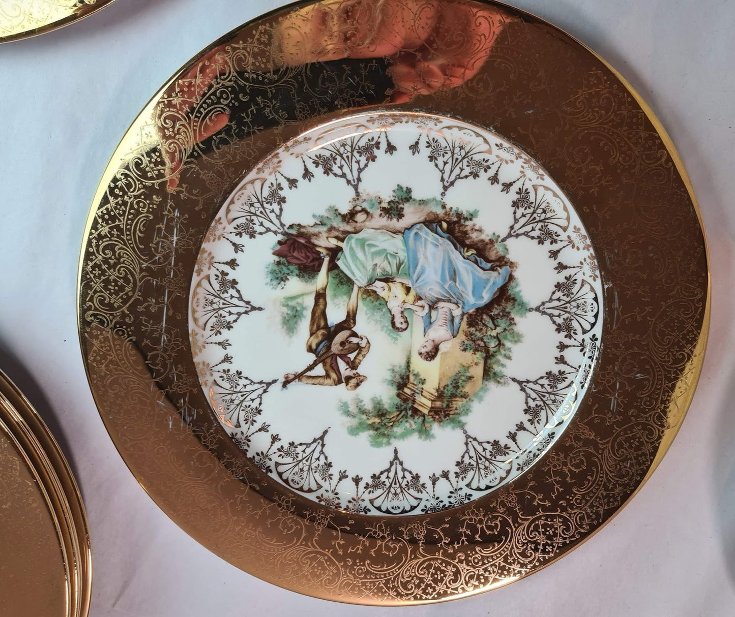 Vintage Joh Peters Le Petite Dinner Plate 6pcs & W. S. George Radisson Gold Gilt Bowl
