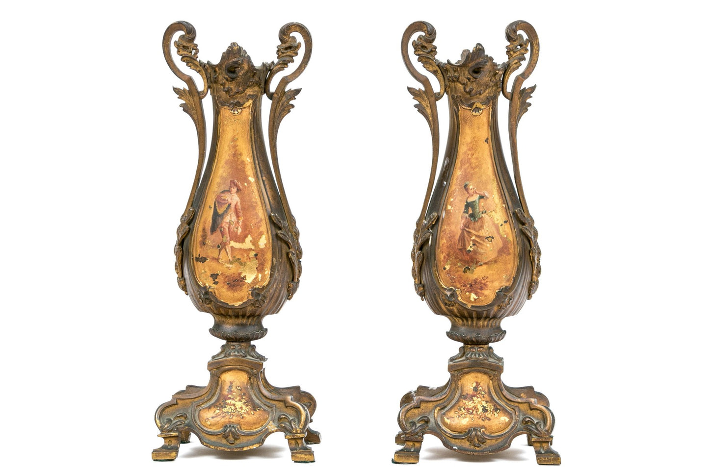 A pair of beautiful and elegant gilt bronze Ormolu candlestick holders c.1800, French