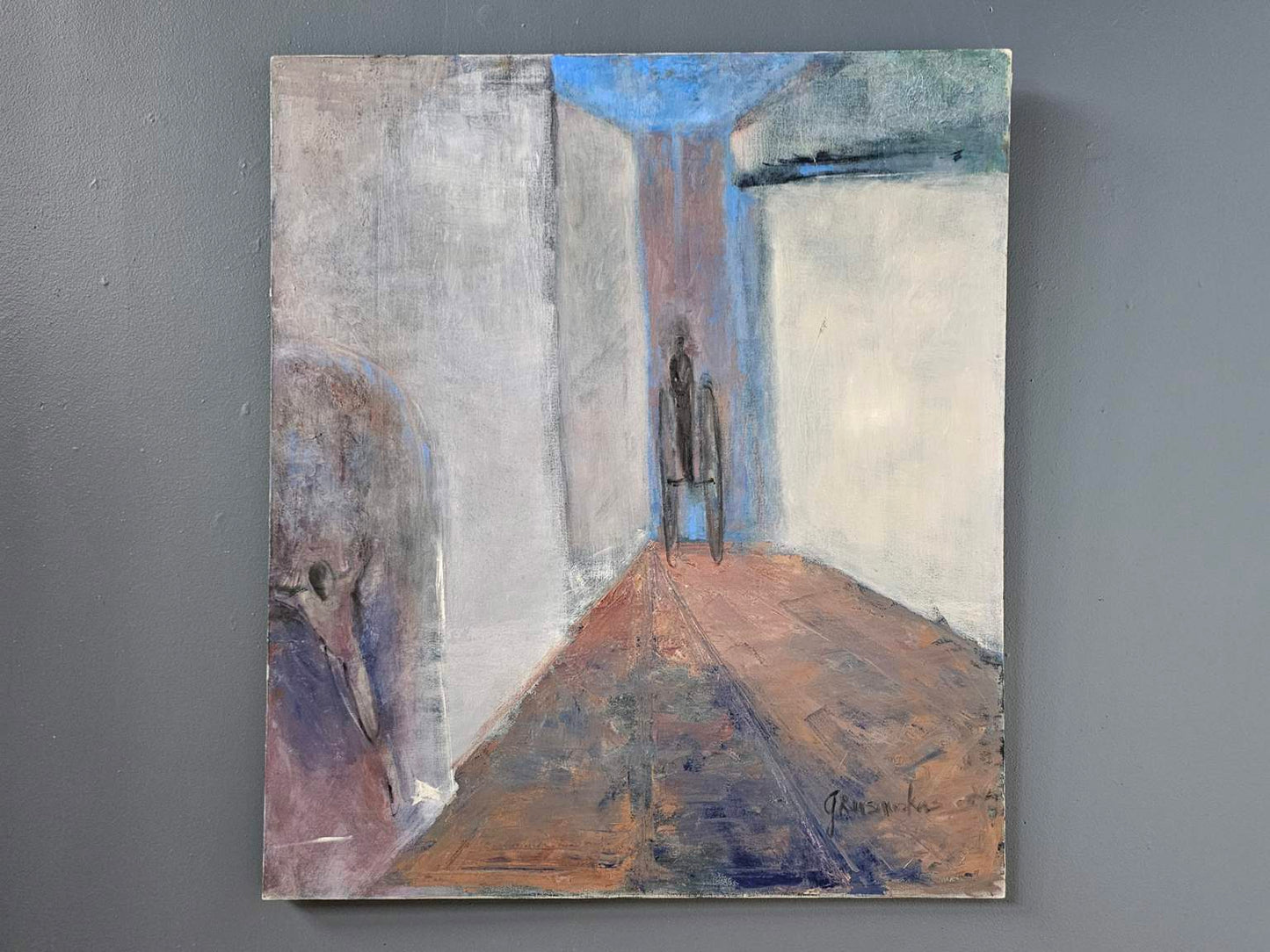 Large 60's Signed Original Modernist Oil On Canvas
