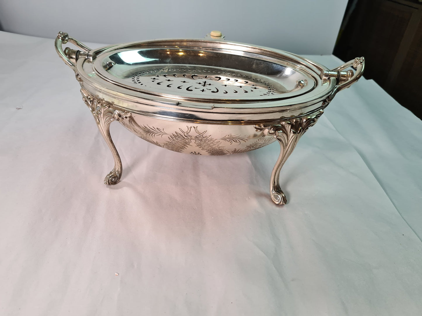 Elegant Silver Plated Revolving Dome Tureen Server, mid 1800