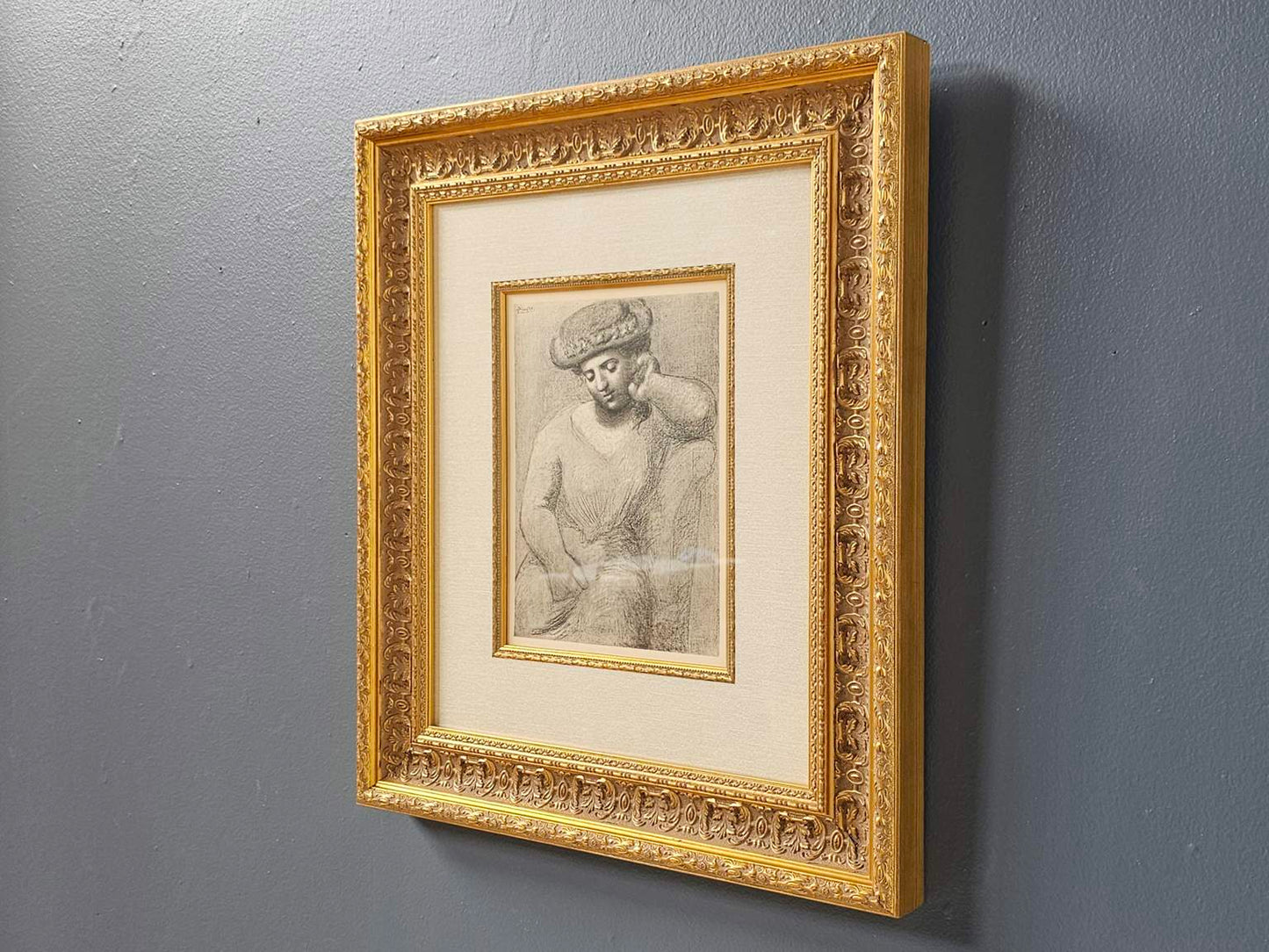 Original 1930 Pablo Picasso (1881-1973) "Femme Au Chapeau" Gallery Framed Lithograph W/COA
