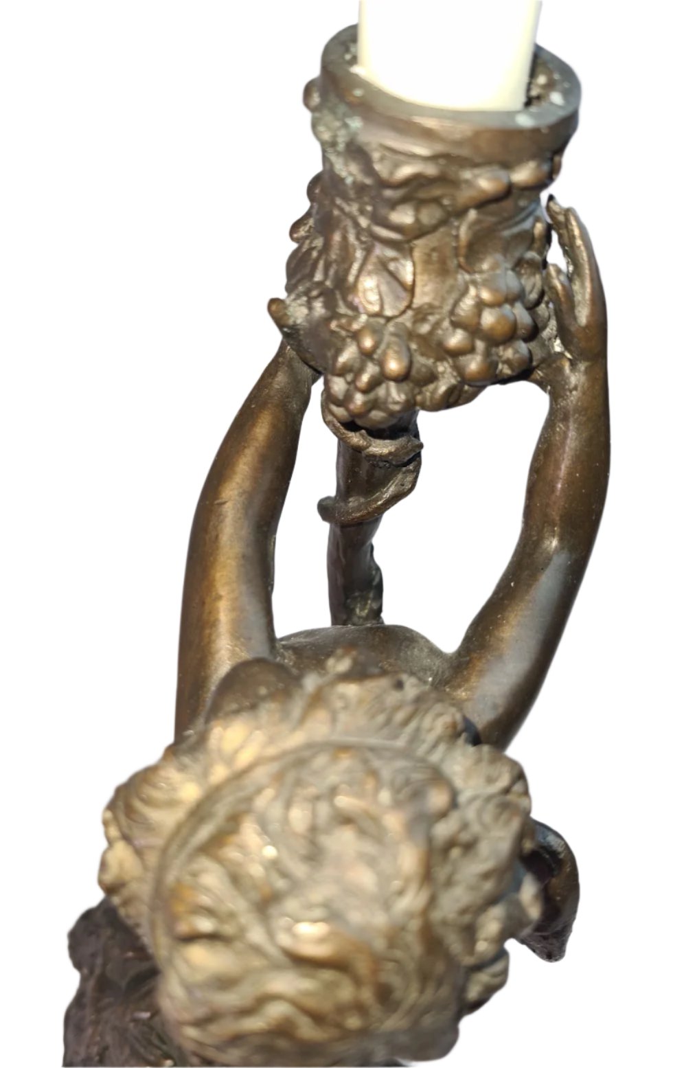 19th Century Antique Cherub Bronze Candle Holders European