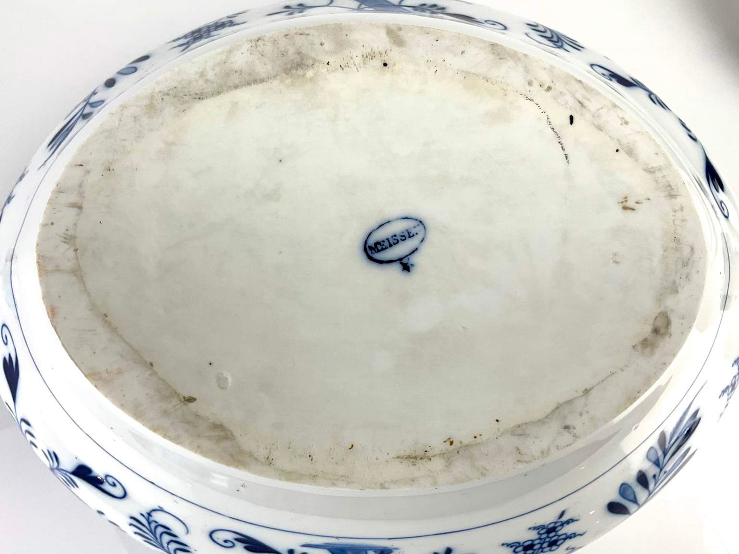 Antique Carl Teichert Meissen Blue Onion Porcelain Tureen