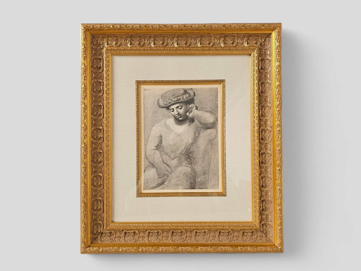 Original 1930 Pablo Picasso (1881-1973) "Femme Au Chapeau" Gallery Framed Lithograph W/COA