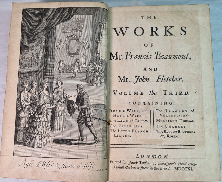 The Works Of Francis Beaumont And John Fletcher, 7 Volumes, Printed 1711.