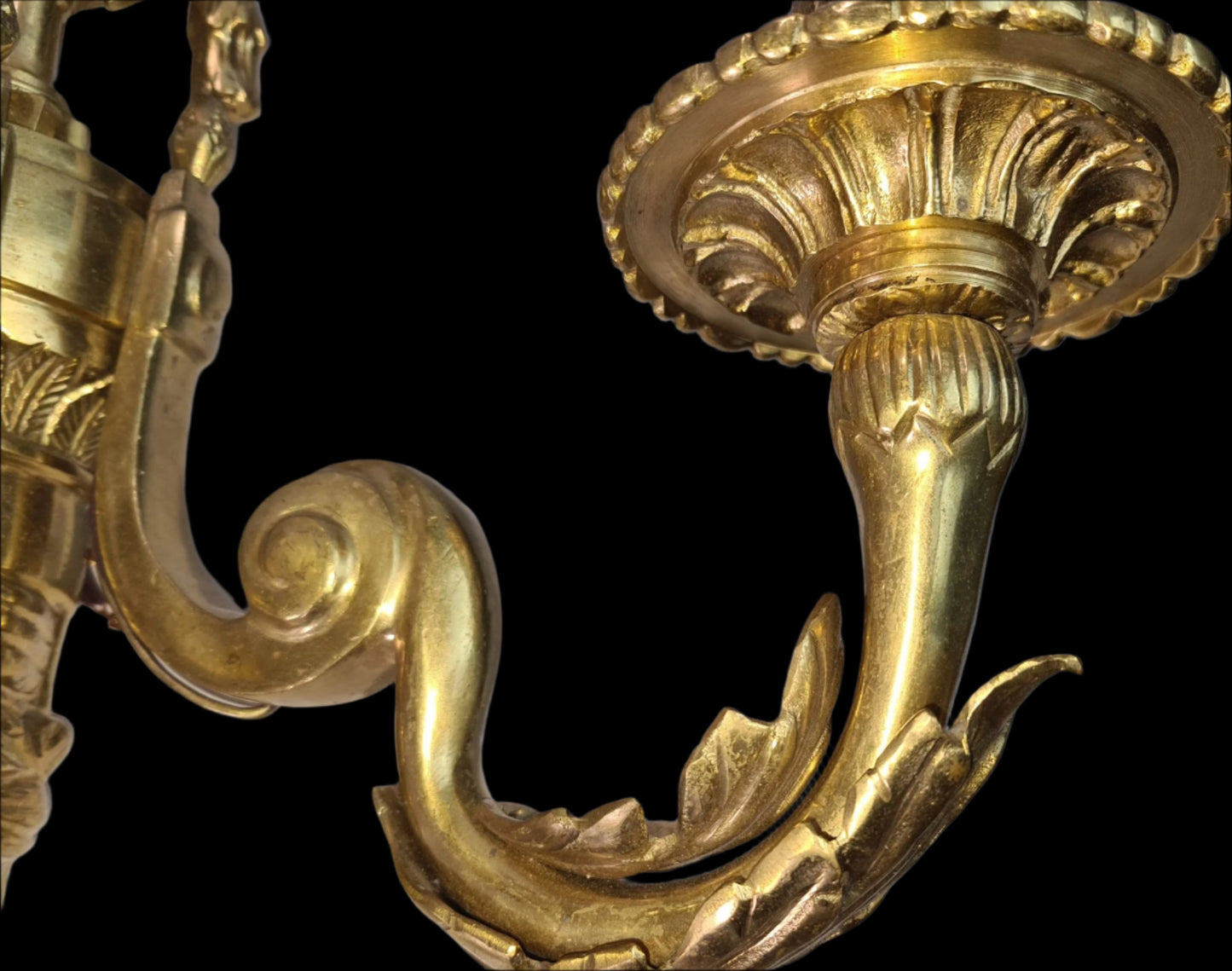 Magnificent Large Brass Ornate Wall Sconce With 3 Fixtures