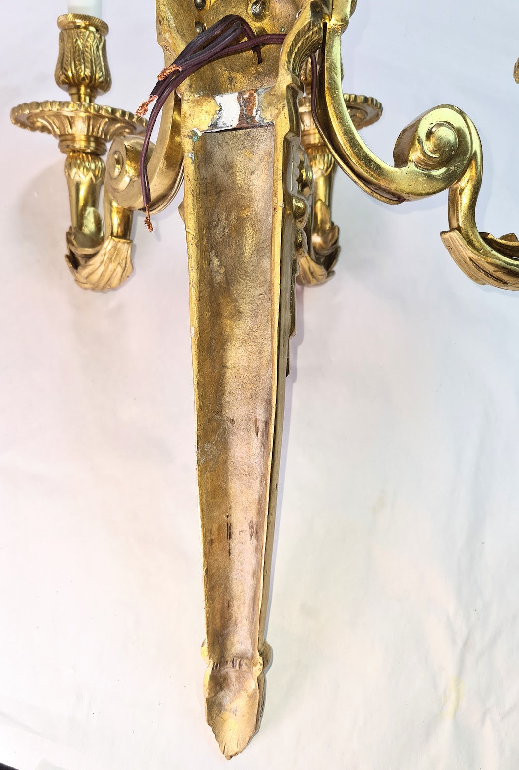 Magnificent Large Brass Ornate Wall Sconce With 3 Fixtures