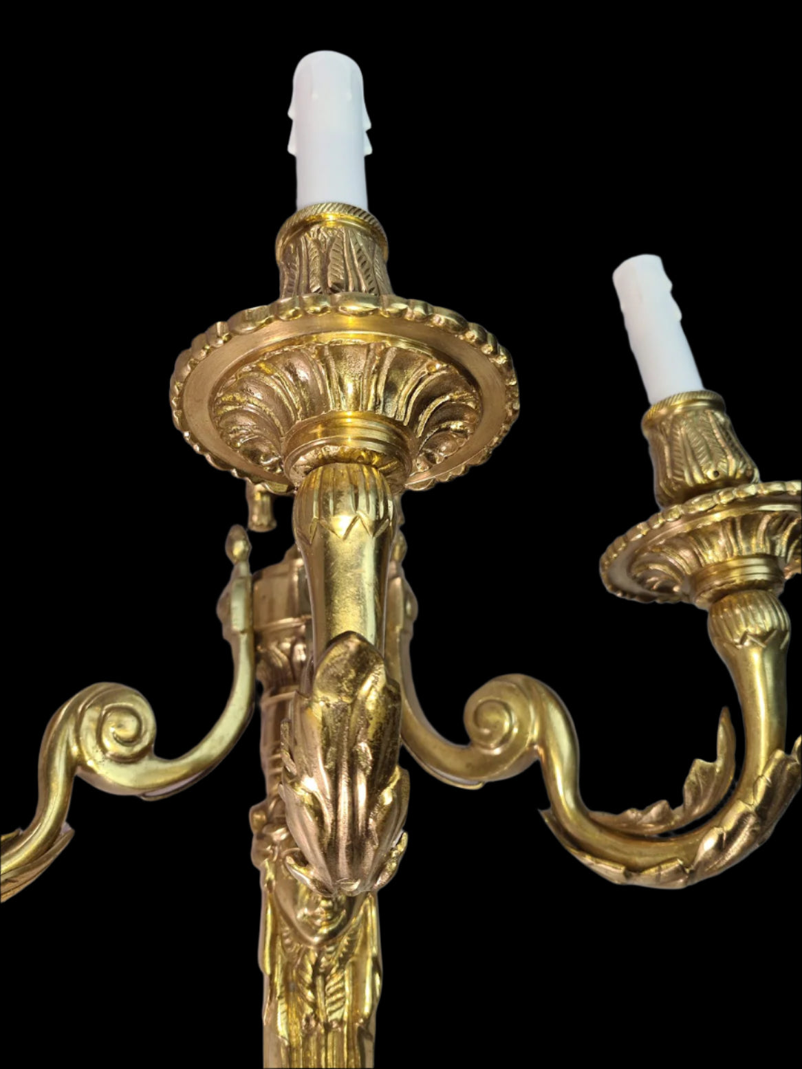 Magnificent Large Brass Ornate Wall Sconce With 3 Fixtures