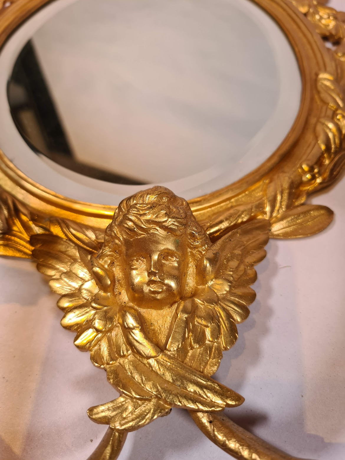 Beautifully Ornate Gilt Brass Sconce / Mirror (1/2)