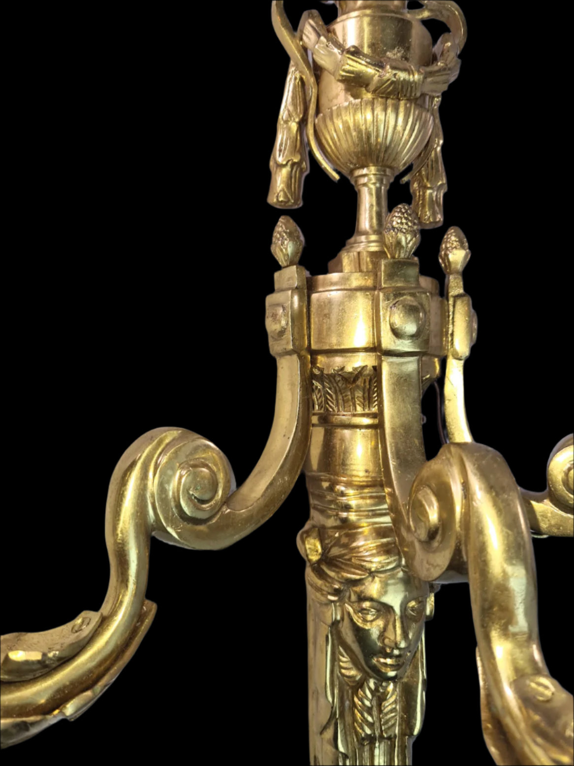 Magnificent Large Brass Ornate Wall Sconce With 3 Fixtures