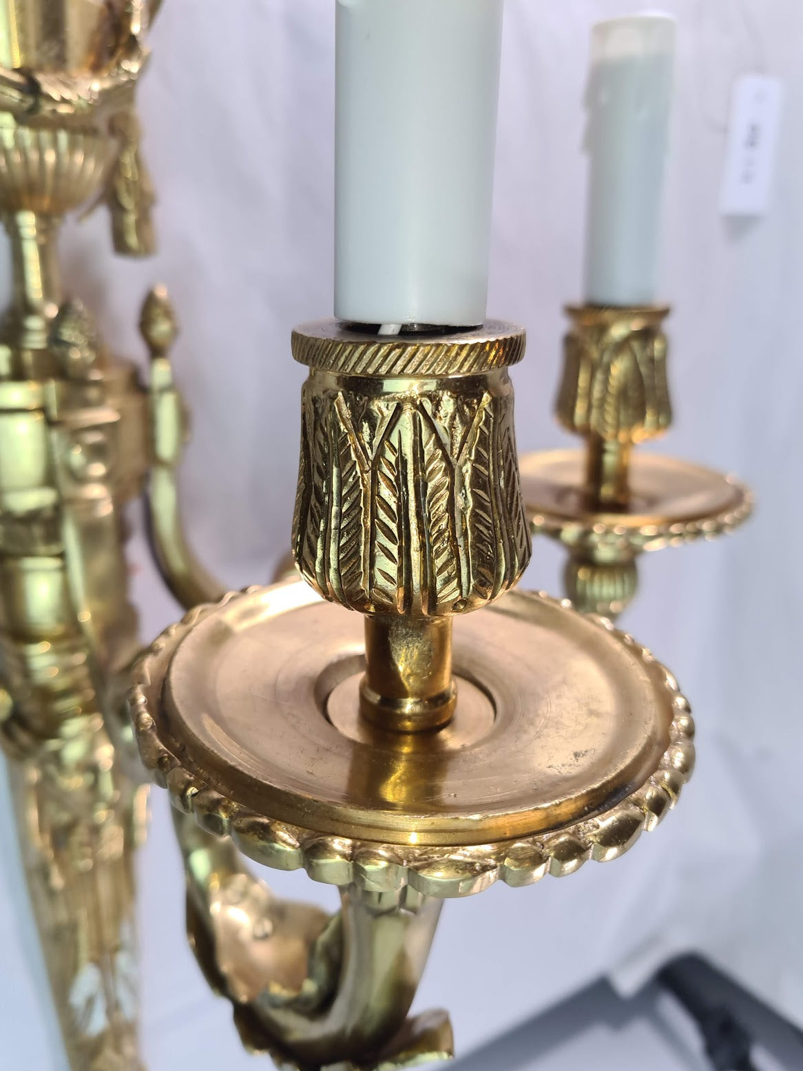 Magnificent Large Brass Ornate Wall Sconce With 3 Fixtures