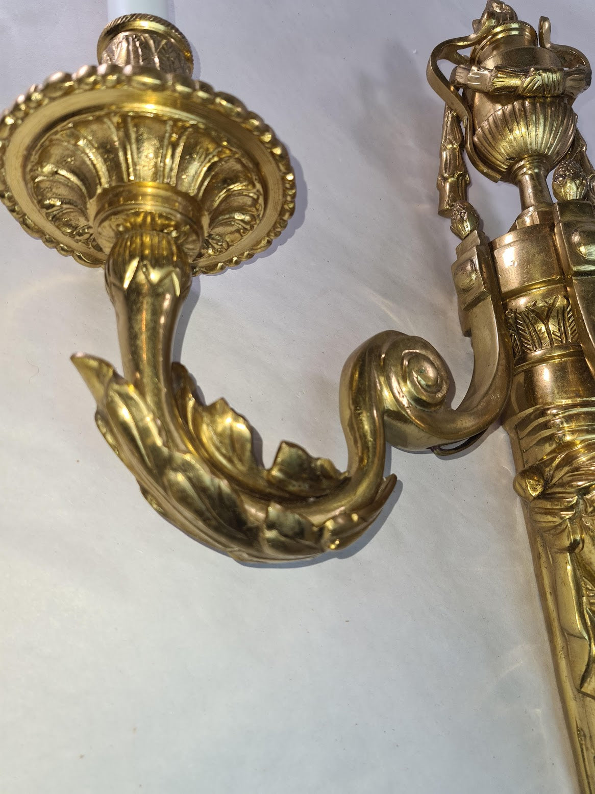Magnificent Large Brass Ornate Wall Sconce With 3 Fixtures