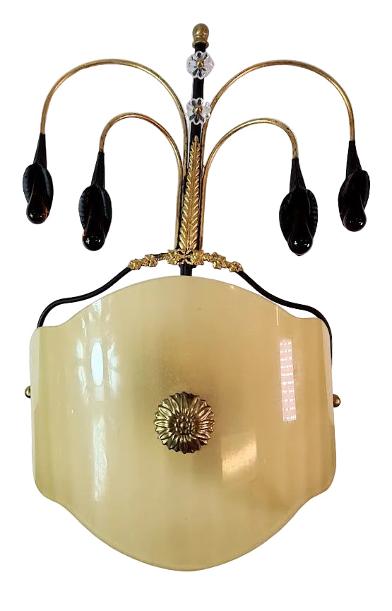 1990s Venetian Amber Glass Sconces - a Pair