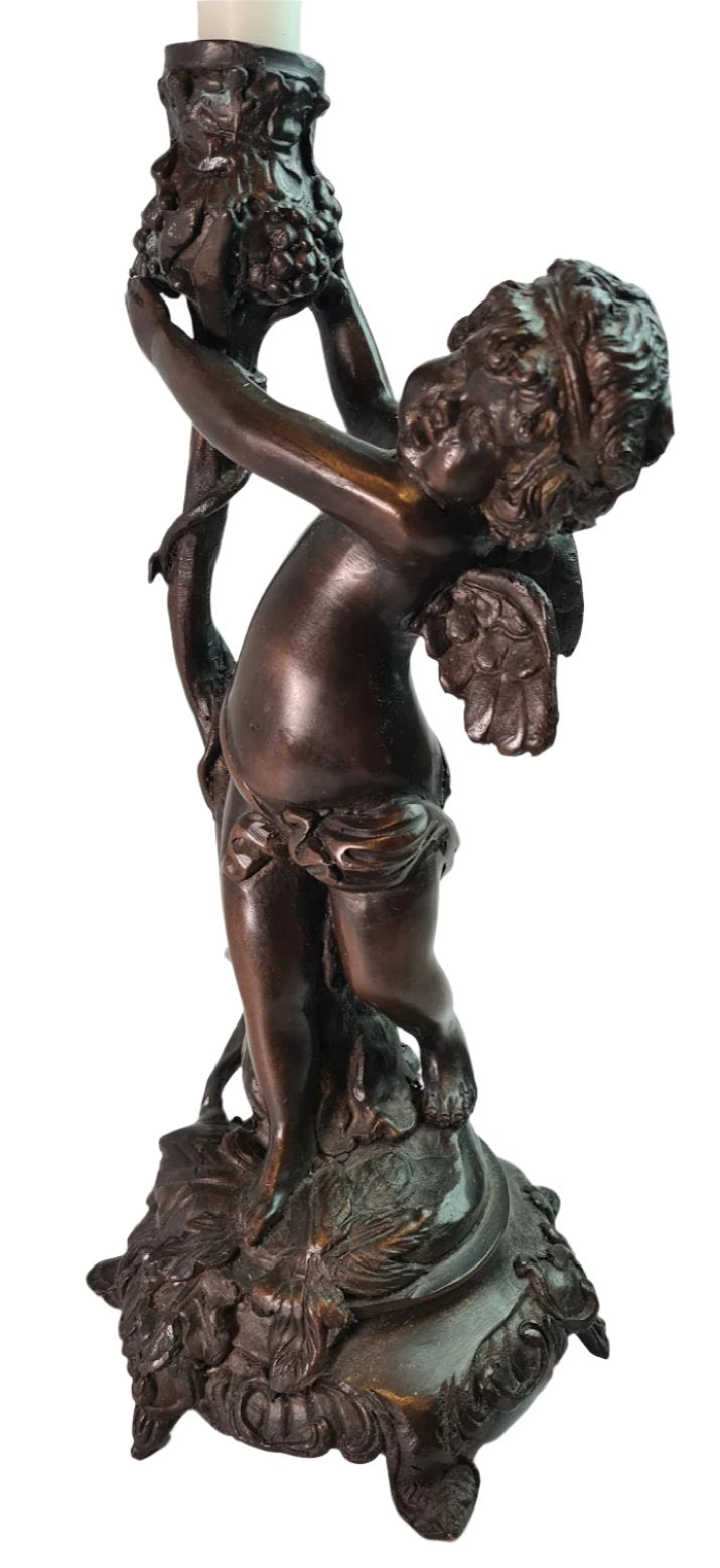 19th Century Antique Cherub Bronze Candle Holders European