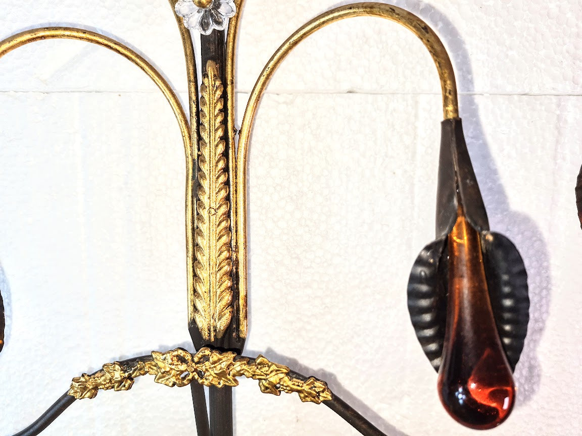 1990s Venetian Amber Glass Sconces - a Pair