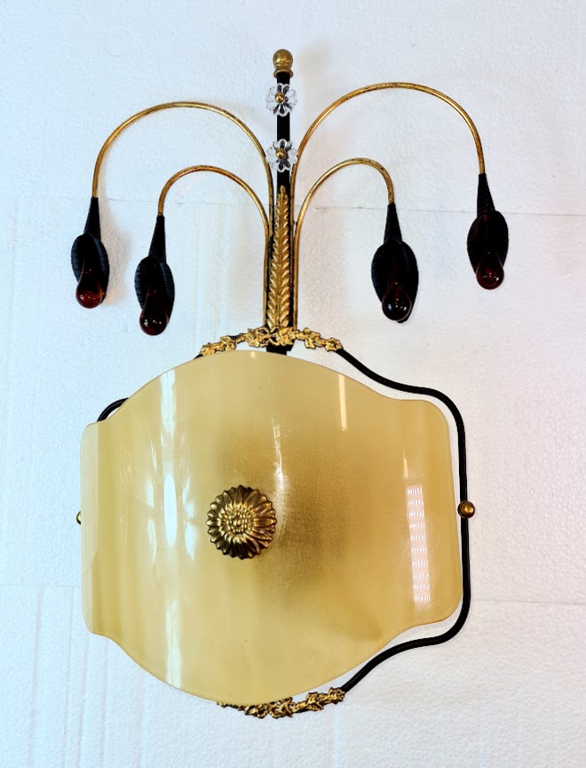 1990s Venetian Amber Glass Sconces - a Pair