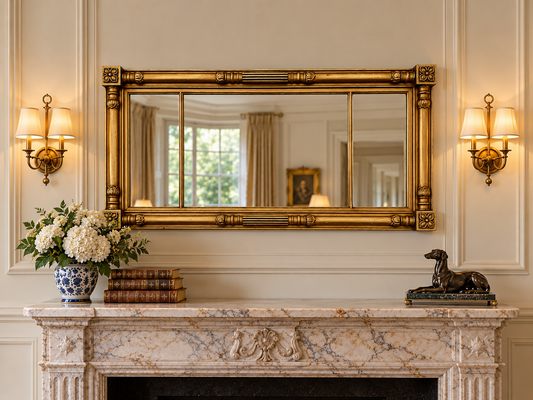 American Classical Giltwood Overmantle Mirror, Attributed to Isaac L. Platt, circa 1825