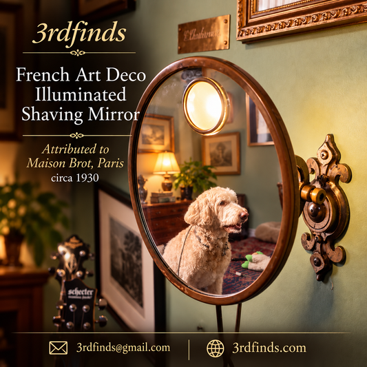 French Art Deco Illuminated Shaving Mirror, Attributed to Maison Brot, Paris, circa 1930