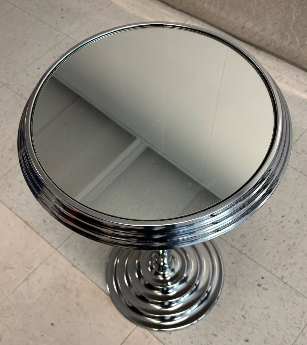 Art Deco Chrome And Mirrored Glass Accent Table