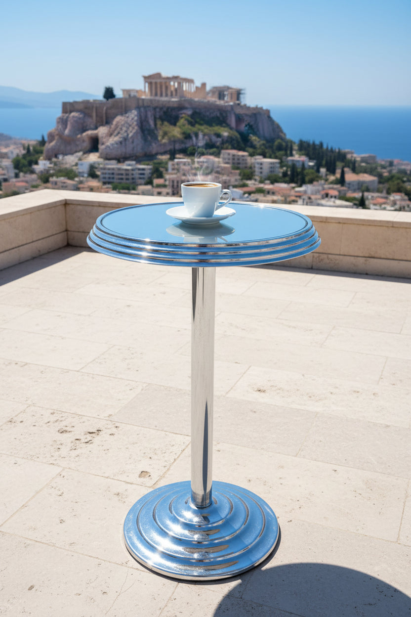 Art Deco Chrome And Mirrored Glass Accent Table