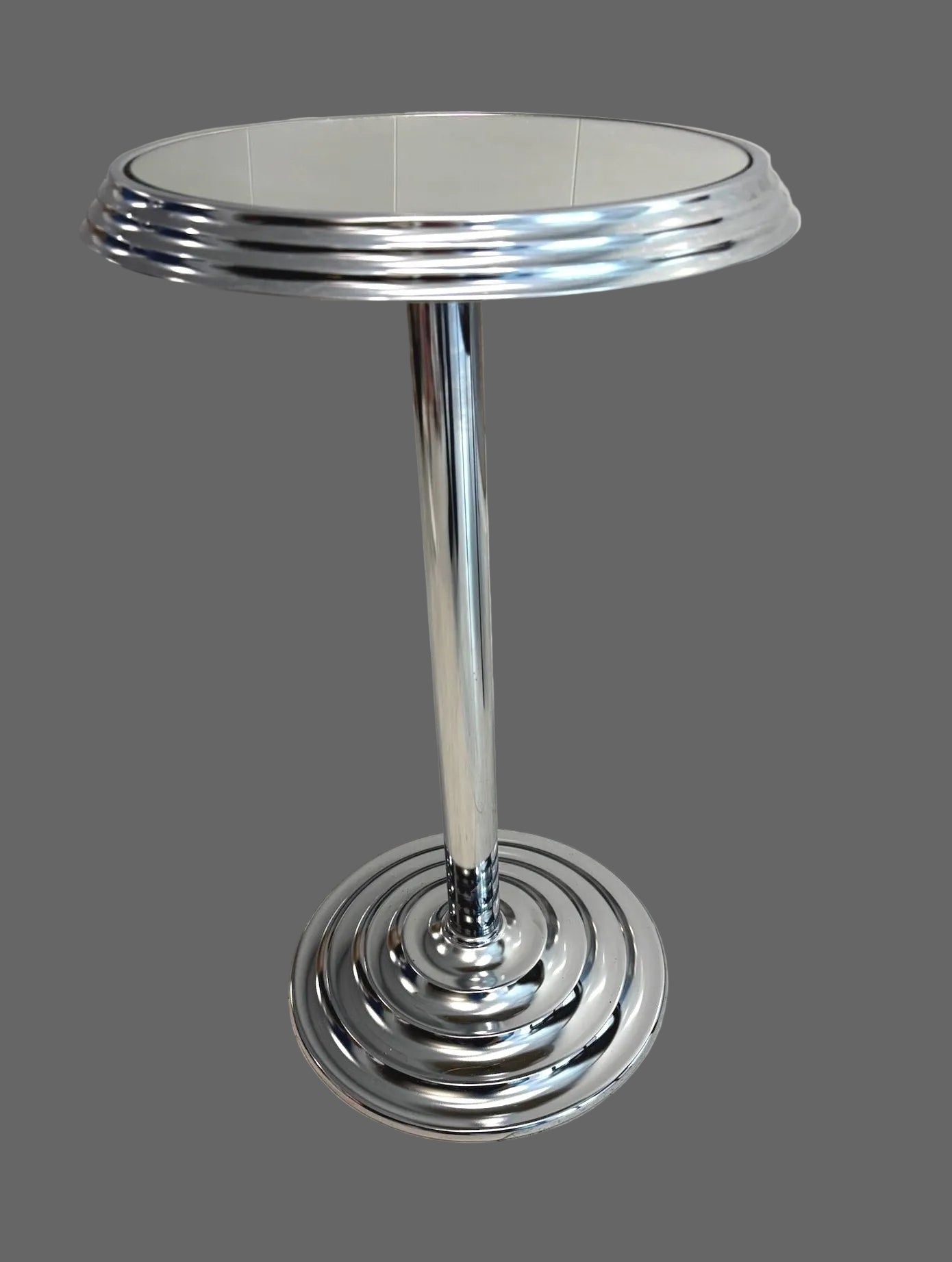 Art Deco Chrome And Mirrored Glass Accent Table