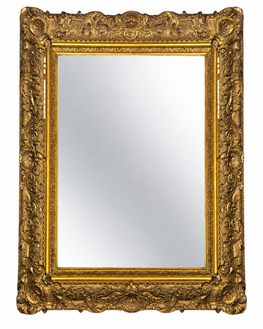 Stunning Antique Carved Gold Ornate Wood Frame Mirror 53" X 41"