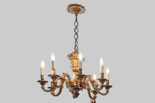 Antique French Gilt Bronze Louis XV Eight Arm Chandelier