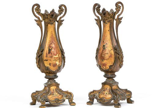 A pair of beautiful and elegant gilt bronze Ormolu candlestick holders c.1800, French