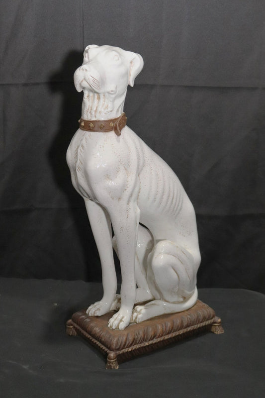 Vintage Mid Century Greyhound Ceramic Statue Made In Italy