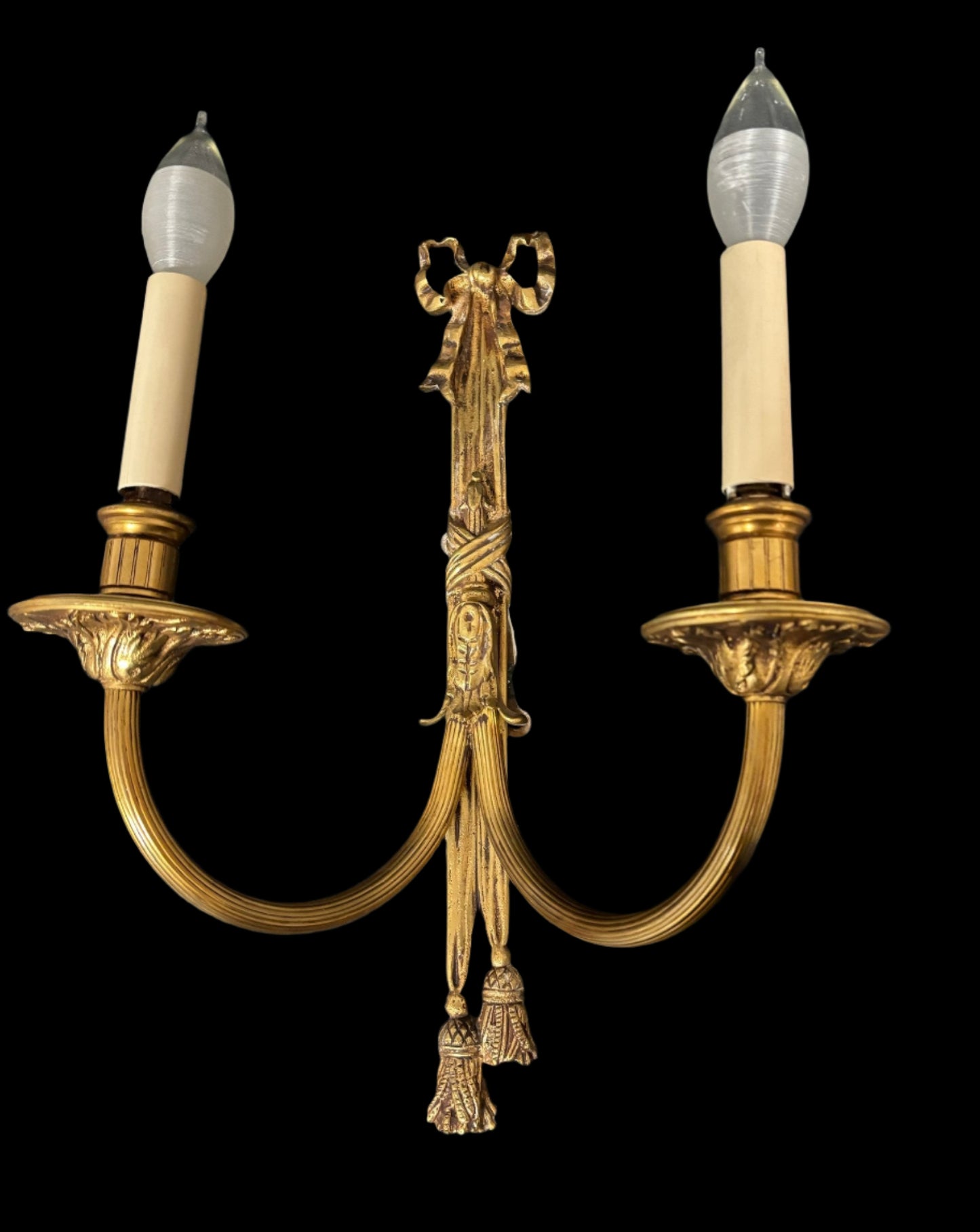 French Gilded Ribbon Wall Light, Bronze