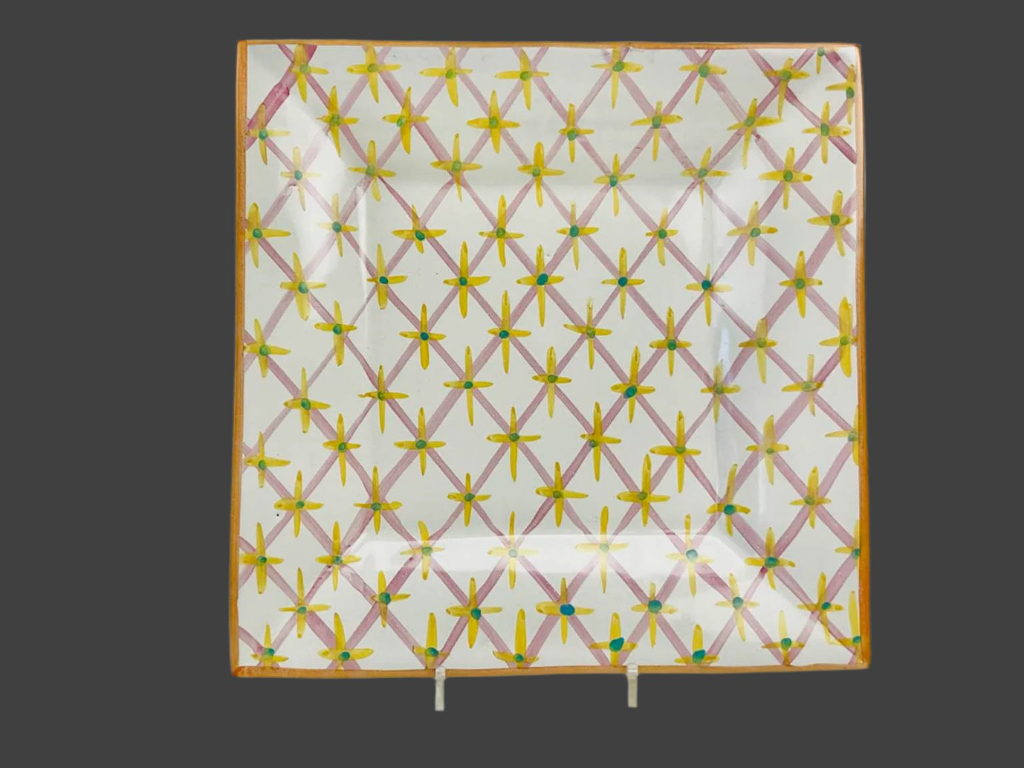 One of a kind MacKenzie-Childs “Manchester” Square Platter