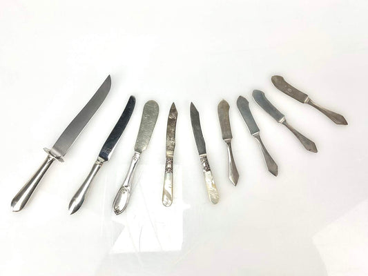 Collection of Vintage Sterling Silver Knives - 9 Pieces